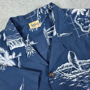 Royal Creations Hawaii Shirt Men's Size XL Blue White Island Map Made‎ in Hawaii
